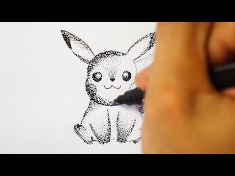 480x360 ink dot art speed drawing pikachu - Dot Art Drawing