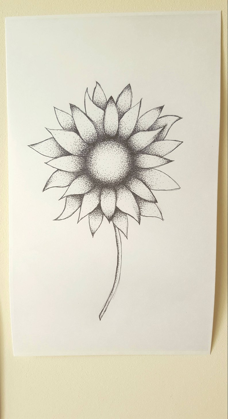 794x1456 sunflower dot art etsy - Dot Art Drawing