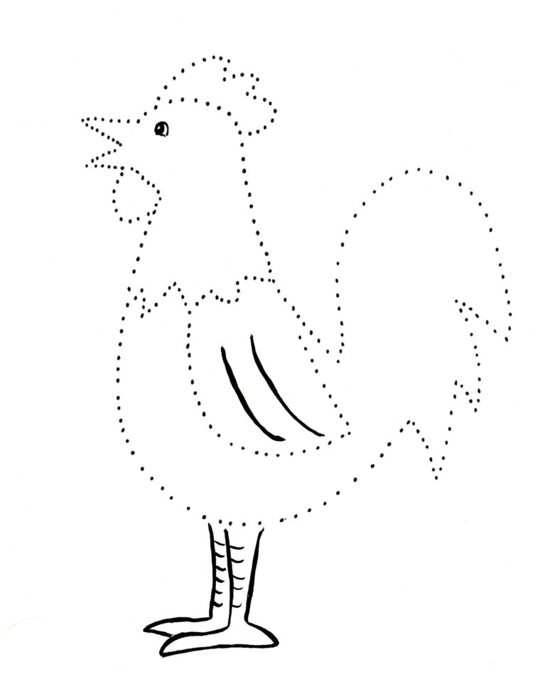 760x976 rooster dot drawing - Dot Drawing