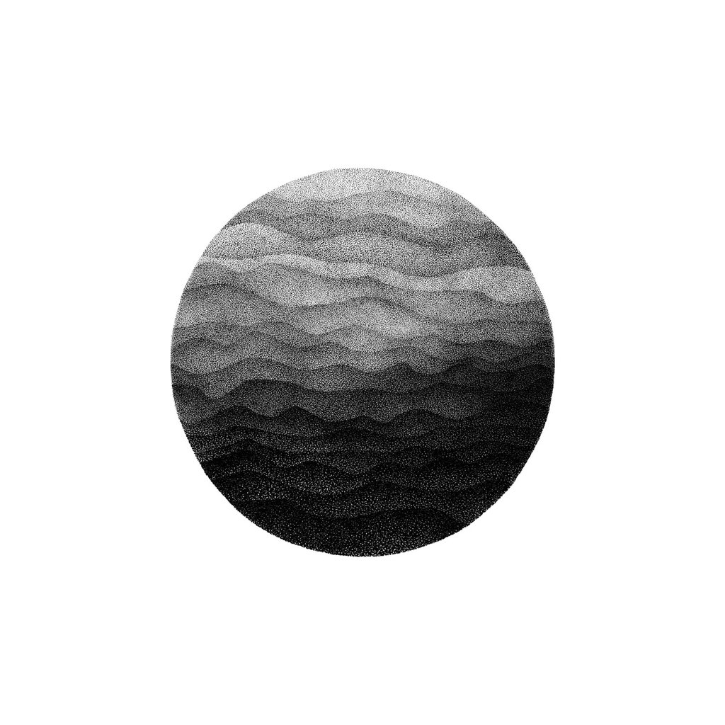 1024x1024 Waves Of Mountains - Dot Drawing