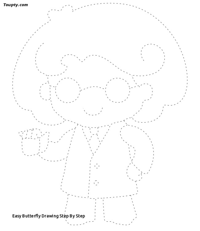 650x750 Easy Butterfly Drawing Step - Dotted Line Drawing