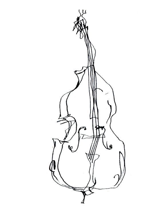 570x760 Illustration Of A Double Bass - Double Bass Drawing
