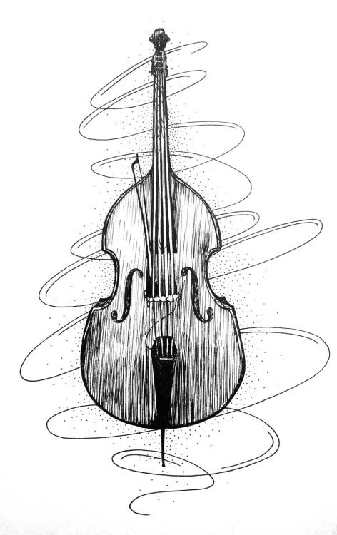 472x750 Daily Drawing Week Strings Double Bass Art - Double Bass Drawing