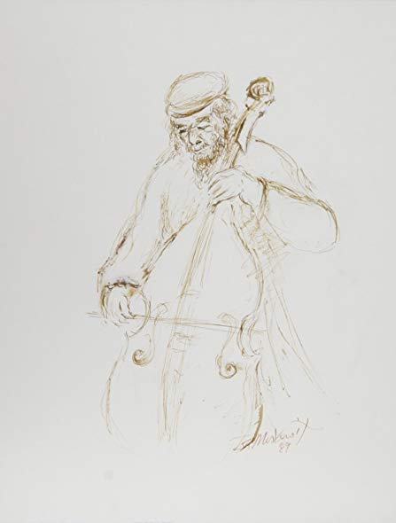 447x590 Double Bass Player - Double Bass Drawing