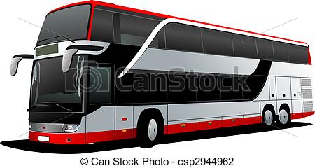 450x240 Double Decker Red Bus Tourist Coach Vector Illustration - Double Decker Bus Drawing