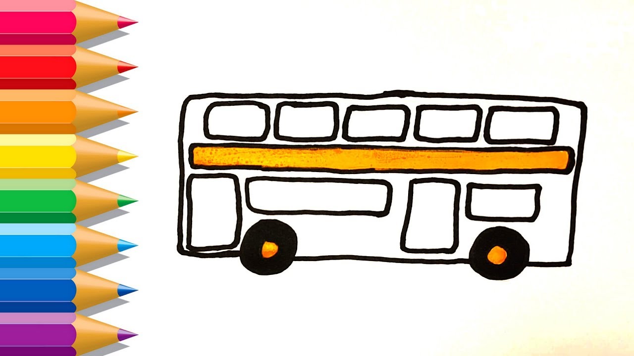 1280x720 How To Draw A Double Decker Bus Learn Drawing And Colors - Double Decker Bus Drawing