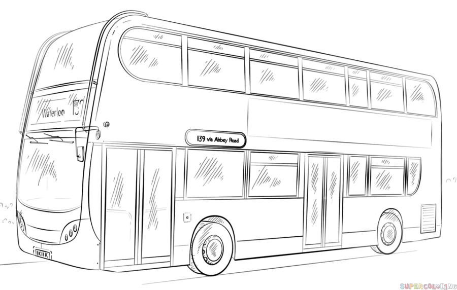 900x572 How To Draw A Double Decker Bus Step - Double Decker Bus Drawing