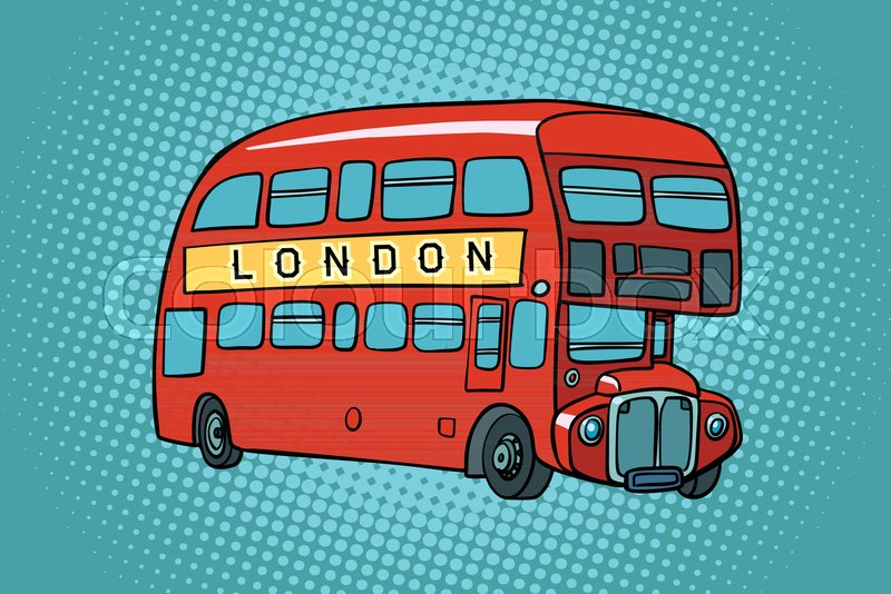 800x534 London Double Decker Bus Comic Stock Vector Colourbox - Double Decker Bus Drawing