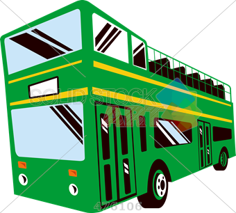 340x306 Stock Illustration Of Drawing Of Green Double Decker Bus With Open - Double Decker Bus Drawing