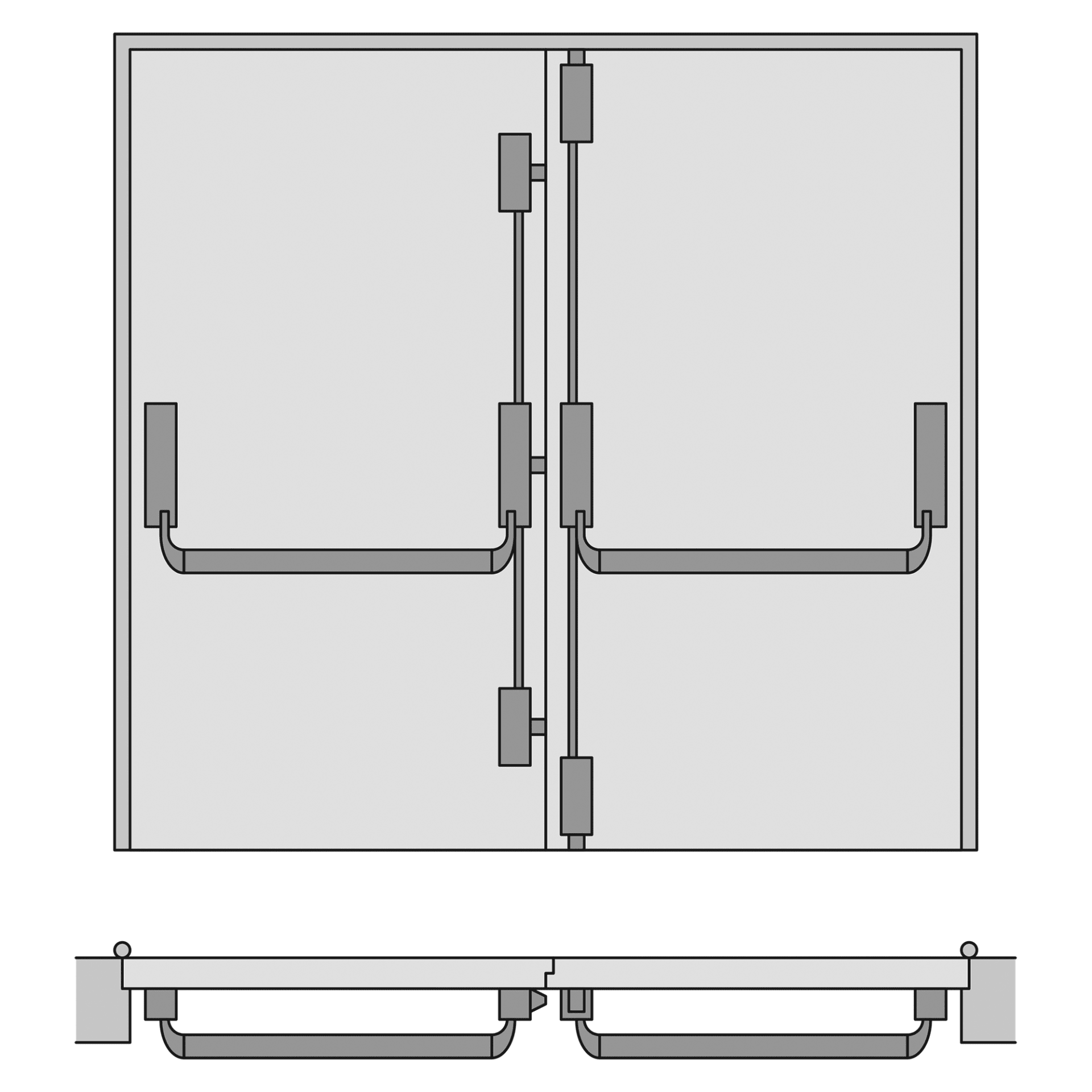 1920x1920 Double Door Panic Bolt Set - Double Door Drawing