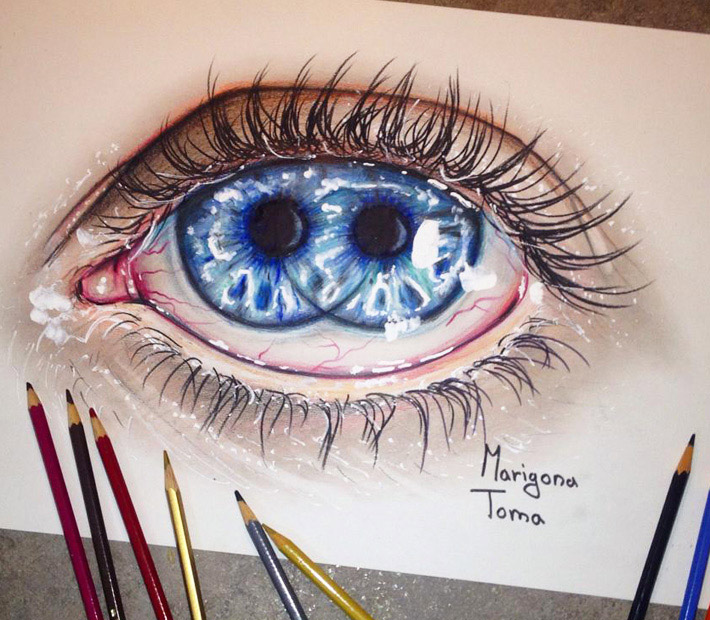 710x620 Double Eye Drawing - Double Drawing