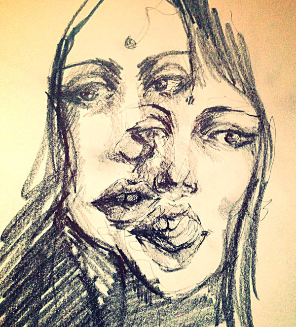 600x664 Double Face Sketch - Double Face Drawing