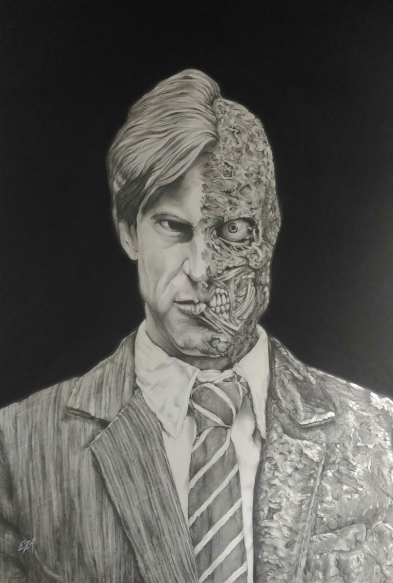 810x1200 Harvey Dent Alias Double Face Drawing - Double Face Drawing