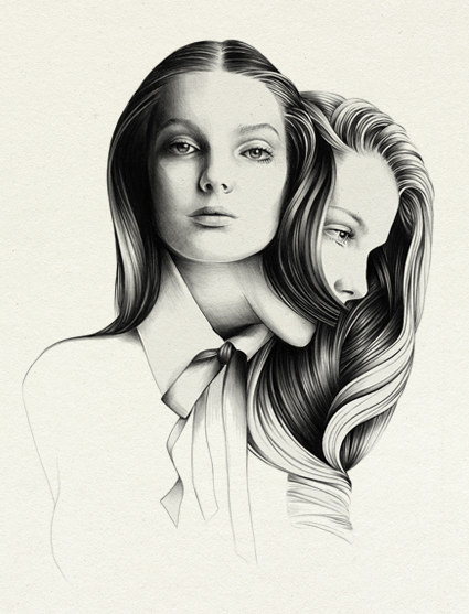 425x557 Ricardofumanal The Visual Female - Double Face Drawing