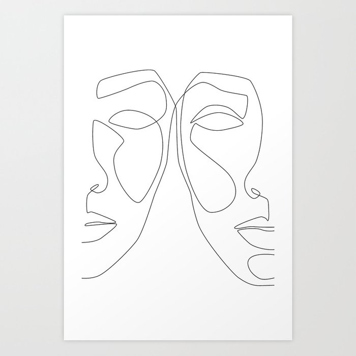 700x700 Double Face Art Print - Double Face Drawing