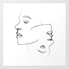 264x264 Double Face Art Prints - Double Face Drawing