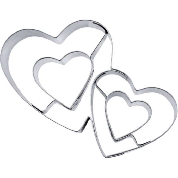 600x600 Double Heart Cookie Cutter - Double Heart Drawing