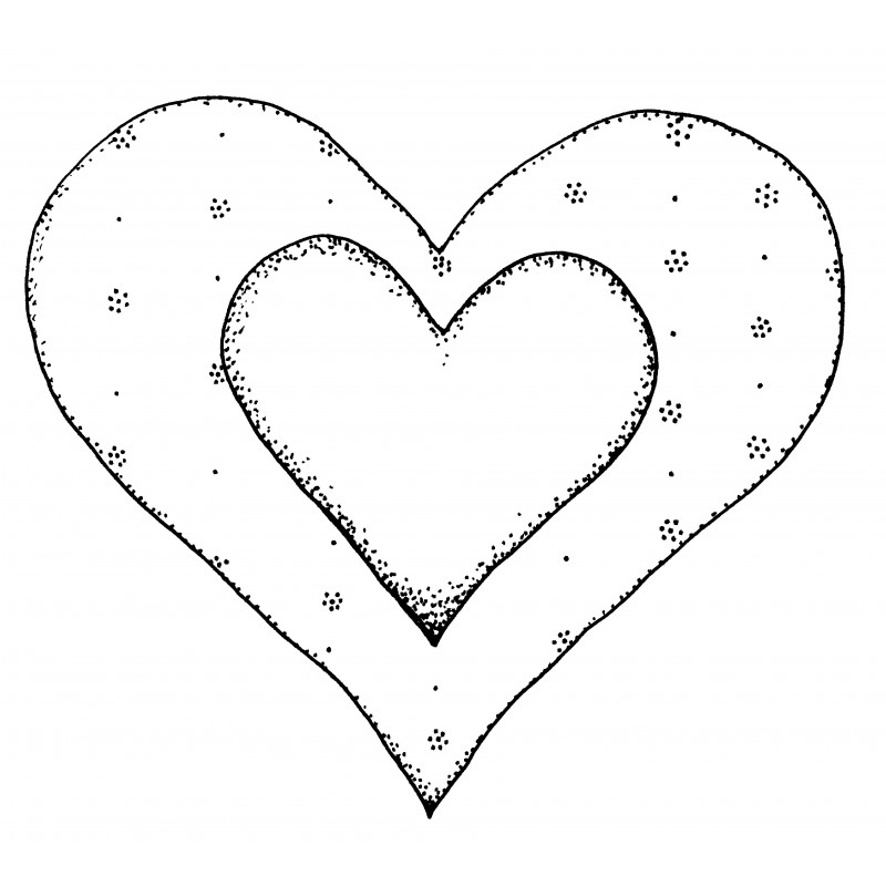 800x800 Double Heart Rubber Stamp - Double Heart Drawing