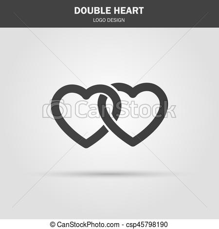 450x470 Linear Icon Double Heart Logo Love Symbol Vector Illustration - Double Heart Drawing