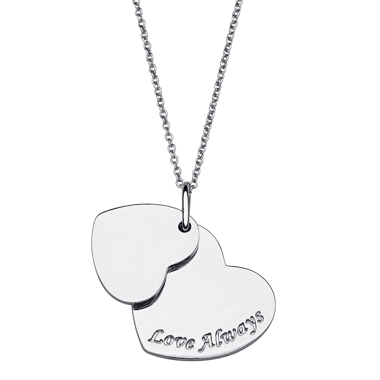 1500x1500 Platinum Plated Love Always Double Heart Necklace - Double Heart Drawing
