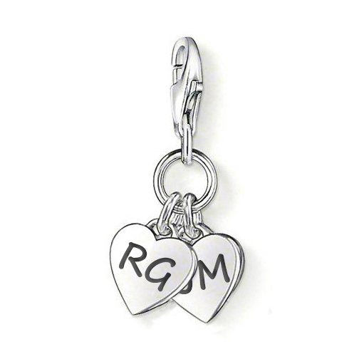 511x511 Thomas Sabo Silver Double Heart Charm - Double Heart Drawing