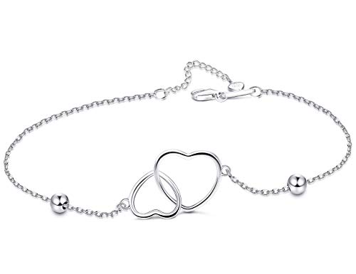 500x385 Funrun Jewelry Sterling Silver Double Heart Anklet - Double Heart Drawing