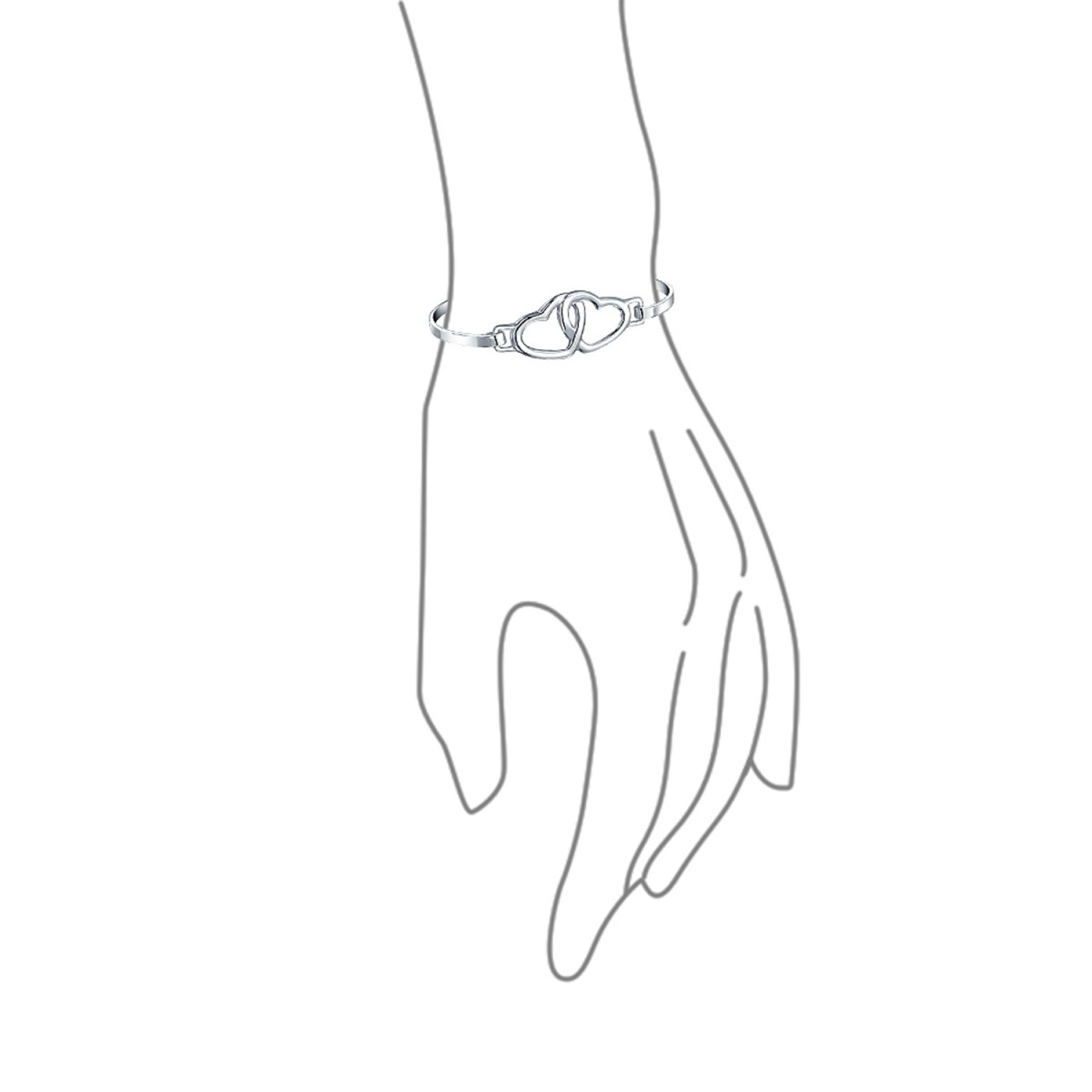 1200x1200 Couples Love Interlocking Hearts Bangle Bracelet For Women - Double Heart Drawing