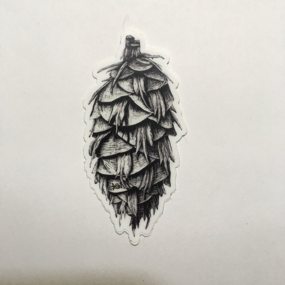 1000x1000 Douglas Fir Cone Sticker Brett Bell Studio - Douglas Fir Drawing