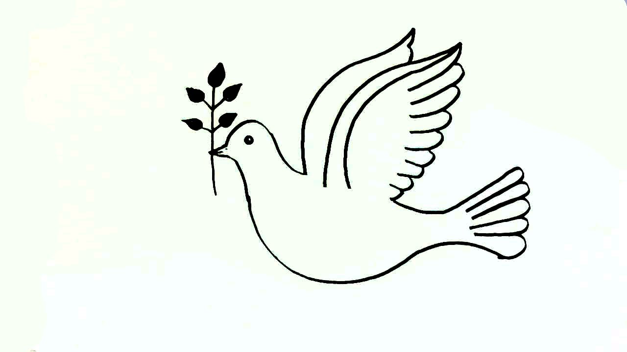 1280x720 How To Draw A Peace Dove In Easy Steps For Children Beginners - Dove Bird Drawing
