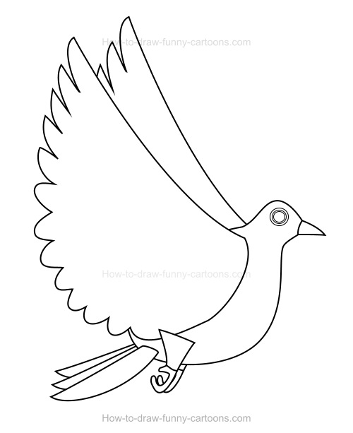 500x613 How To Draw A Cartoon Dove - Dove Cartoon Drawing