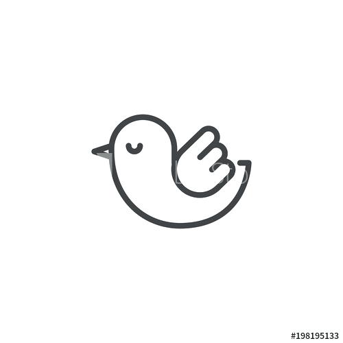 500x500 Bird Outline Simple Flat Icon Isolated Stock Illustration Tattoo - Dove Drawing Outline
