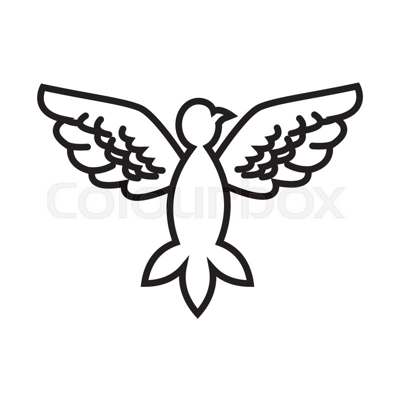800x800 Dove Peace Flying Wings Symbol Outline Stock Vector Colourbox - Dove Drawing Outline