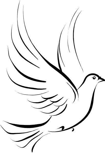 412x600 Lovely Outline Drawing Of A Dove - Dove Drawing Outline