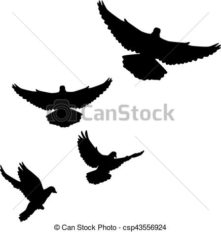 448x470 Dove Swarm Doves Flying - Dove In Flight Drawing