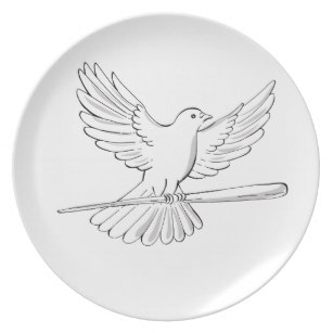 307x307 flying dove plates zazzle au - Dove In Flight Drawing