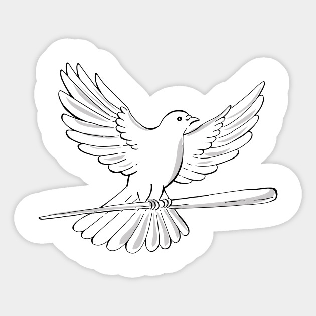 630x630 Pigeon Or Dove Flying With Cane Drawing - Dove In Flight Drawing