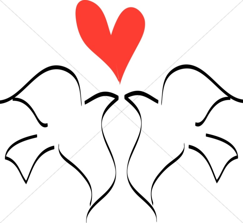 776x710 Love Birds With Heart Line Drawing Dove Clipart - Dove Line Drawing