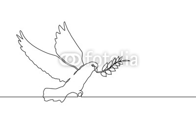 400x241 Vector Illustration Of The Continuous Line Drawing Of The Dove - Dove Line Drawing