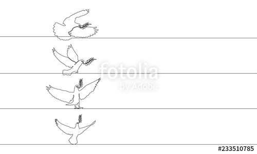 500x301 Vector Illustration Of The Single Line Drawing Of The Dove - Dove Line Drawing