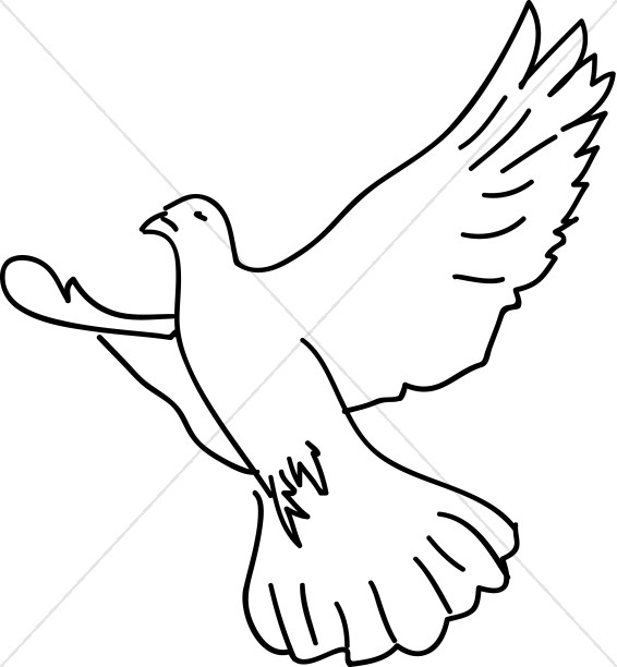 566x612 Dove Soaring With Wings Expanded Dove Clipart - Dove Wings Drawing