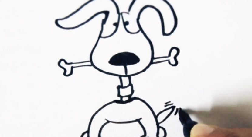 830x450 Easy Cartoon Dog Sitting Down Drawings To Make - Down Drawing