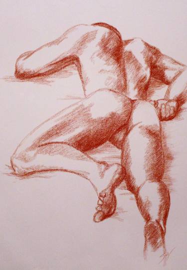 375x540 Male Lying Down Drawing - Down Drawing