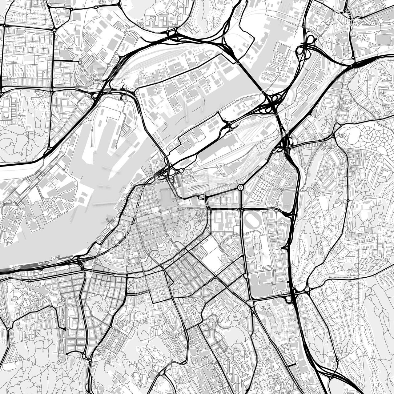 1280x1280 downtown map of gothenburg, sweden hebstreits sketches - Downtown Drawing