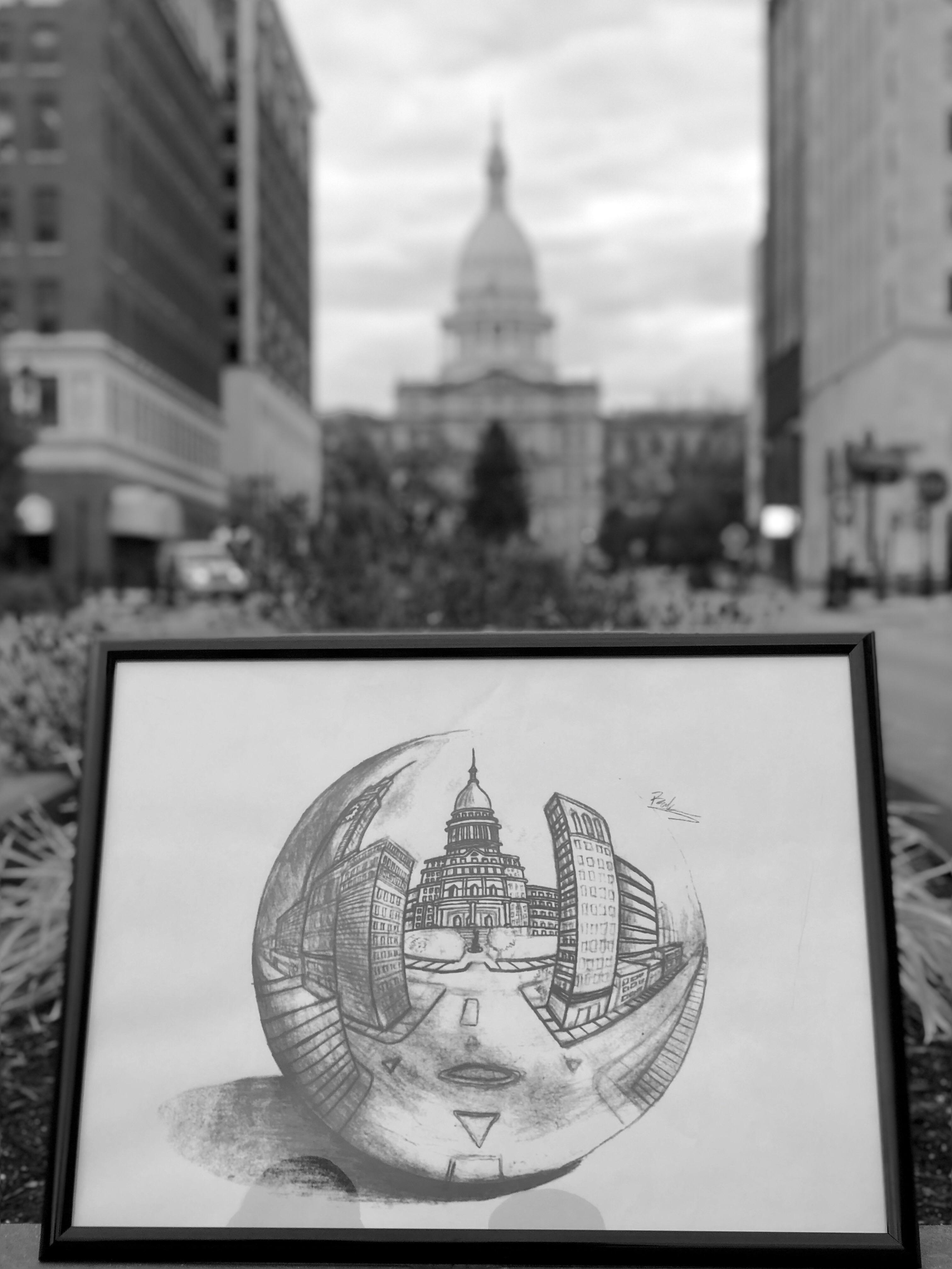 3024x4032 lansing downtown drawing i made, also for sale if interested lansing - Downtown Drawing