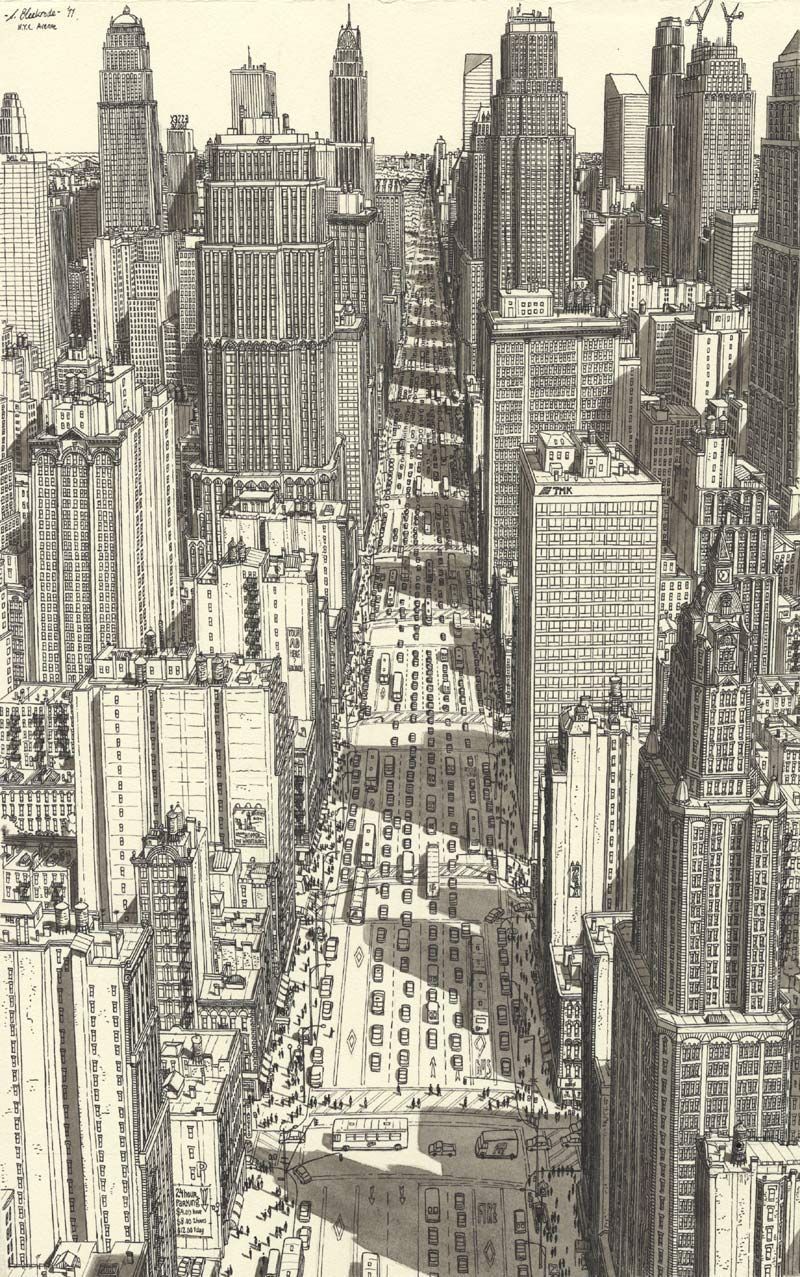 800x1277 downtown new york gorgeous brilliant art illustration art - Downtown Drawing