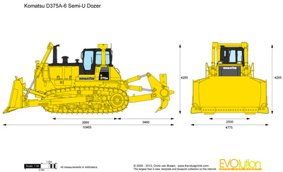 400x243 Komatsu Semi U Dozer Vector Drawing - Dozer Drawing