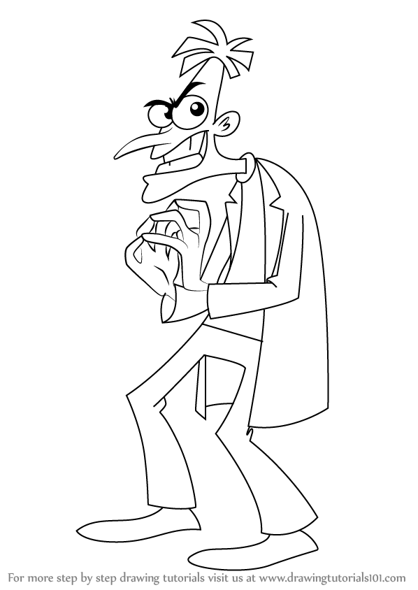 598x844 learn how to draw dr doofenshmirtz from phineas and ferb - Dr Drawing