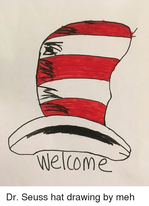 500x691 wellome dr seuss hat drawing - Dr Seuss Drawings