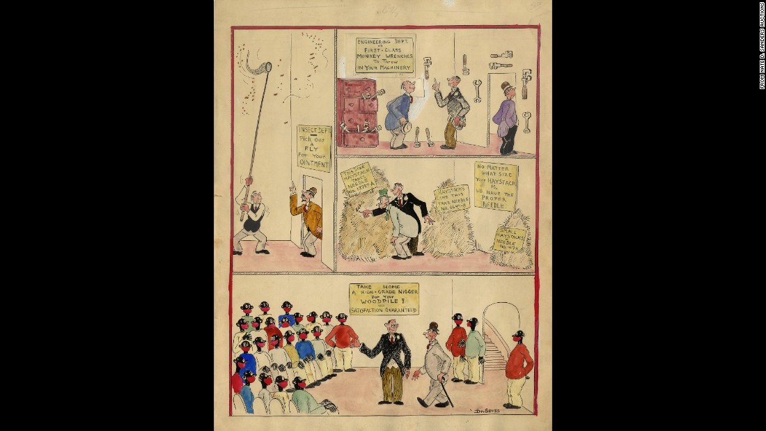 1100x619 Racist Dr Seuss Drawing On Auction Block - Dr Suess Drawings