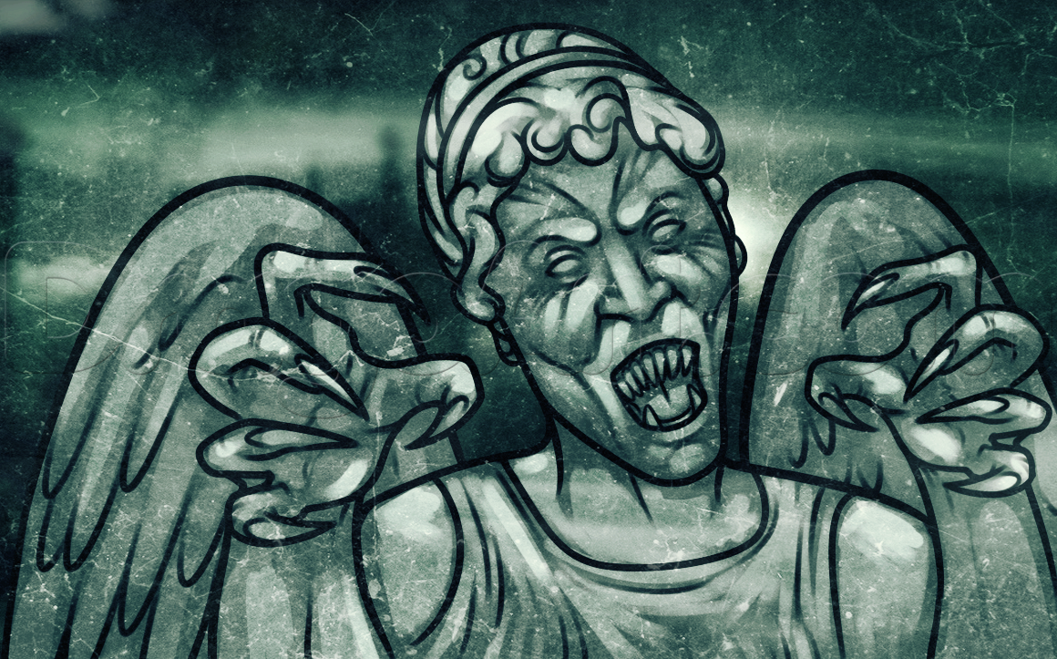 1160x723 How To Draw A Weeping Angel From Doctor Who, Step - Dr Who Drawings